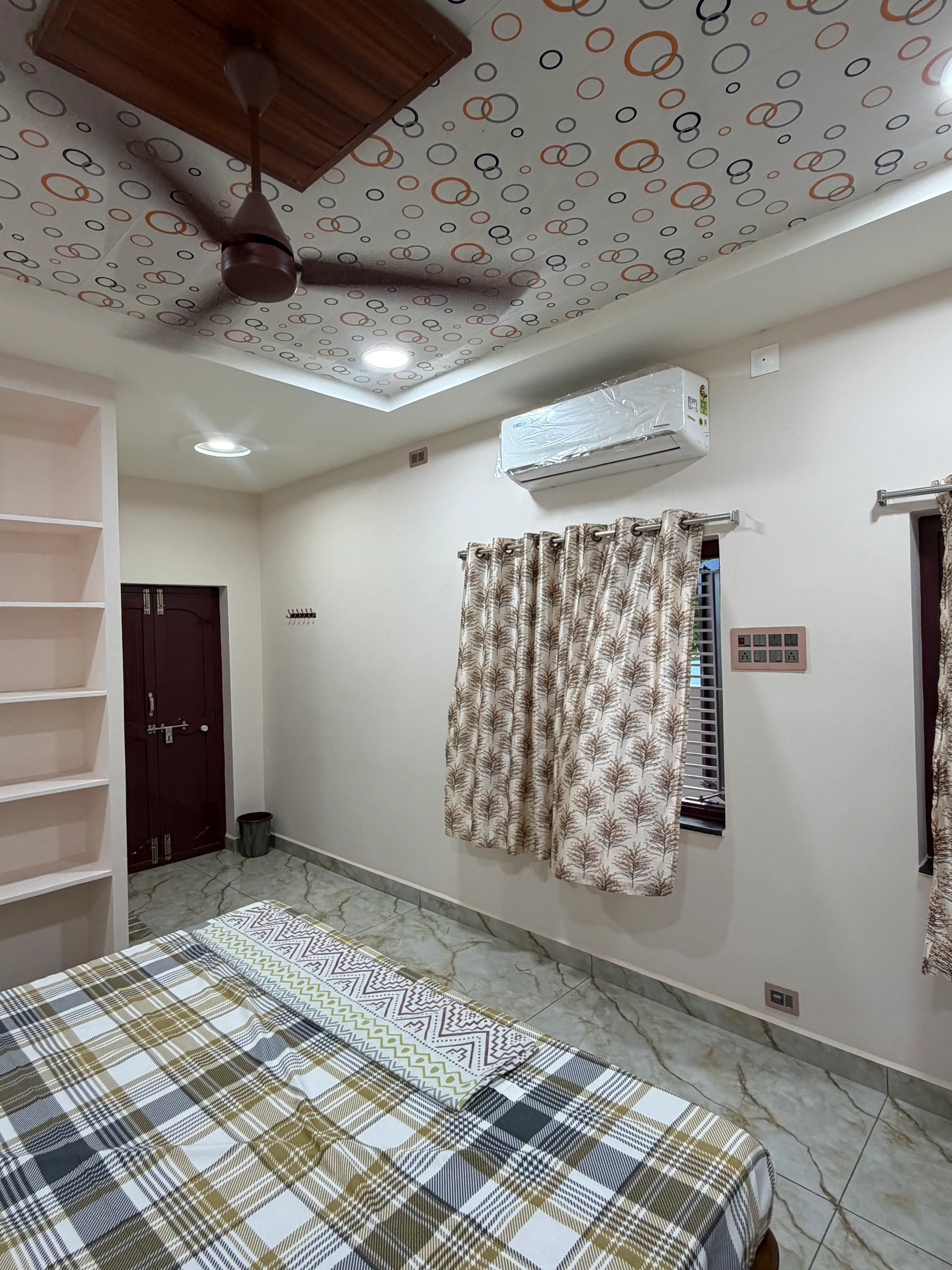 Comfortable bedroom prepared for a family stay